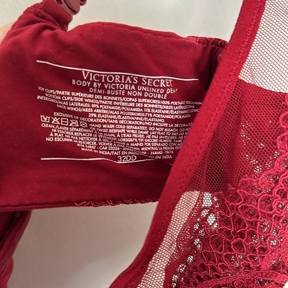 Body by Victoria Unlined Demi/Demo-Buste Non Double in Red! - Picture 3 of 6